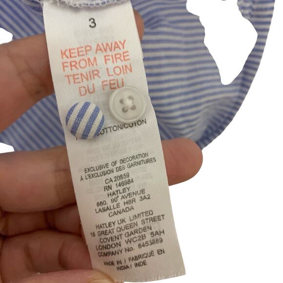 Hatley Blue Pinstriped Flutter Sleeve Embroidered Dress - Picture 4 of 6